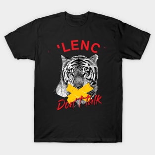 silence dont talk typography with tiger illustration T-Shirt